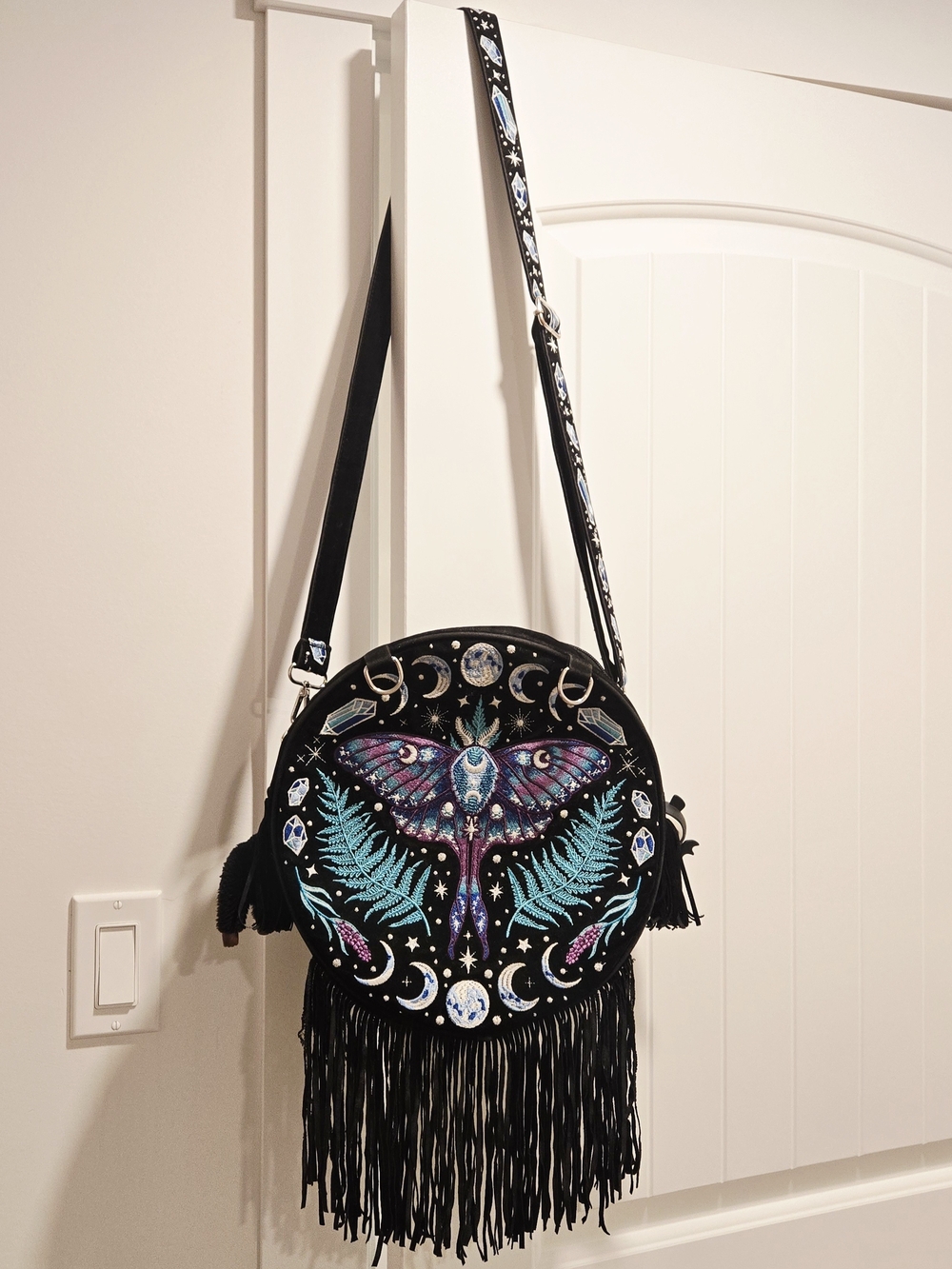 ✨ Restyle🌙 Enchanted Forest Magic Moth Round Crossbody Bag ✨